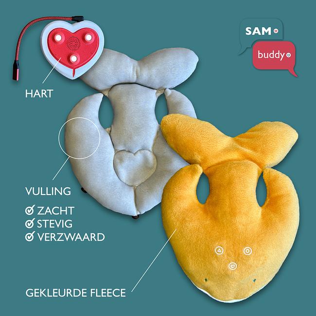 Vertelknuffel SamBuddy Oranje Fleece te vullen met zachte, stevige of verzwaarde vulling
